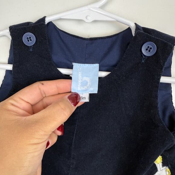 Baby Bliss Corduroy Giraffe Boys Shortalls Coveralls Navy Blue - 9M 6-9 Months - Picture 3 of 6
